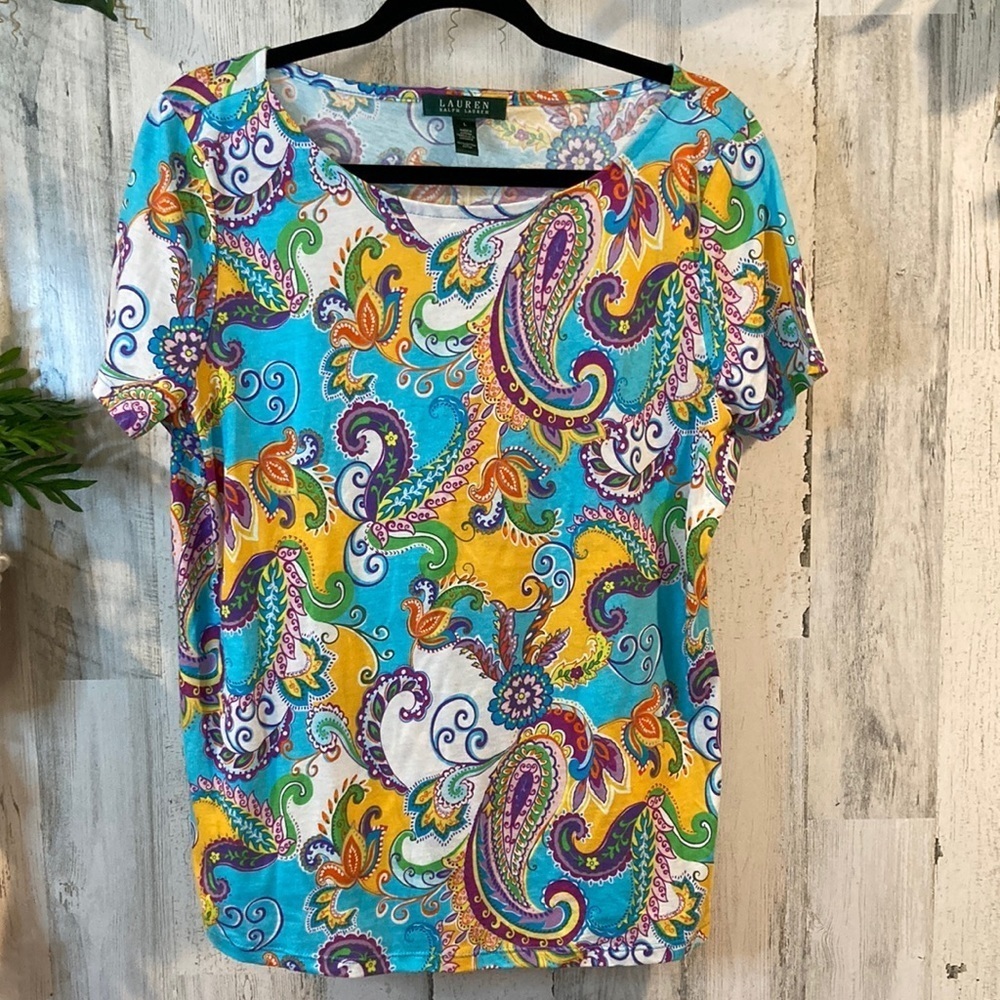 NWT Lauren Ralph Lauren Paisley Print Top